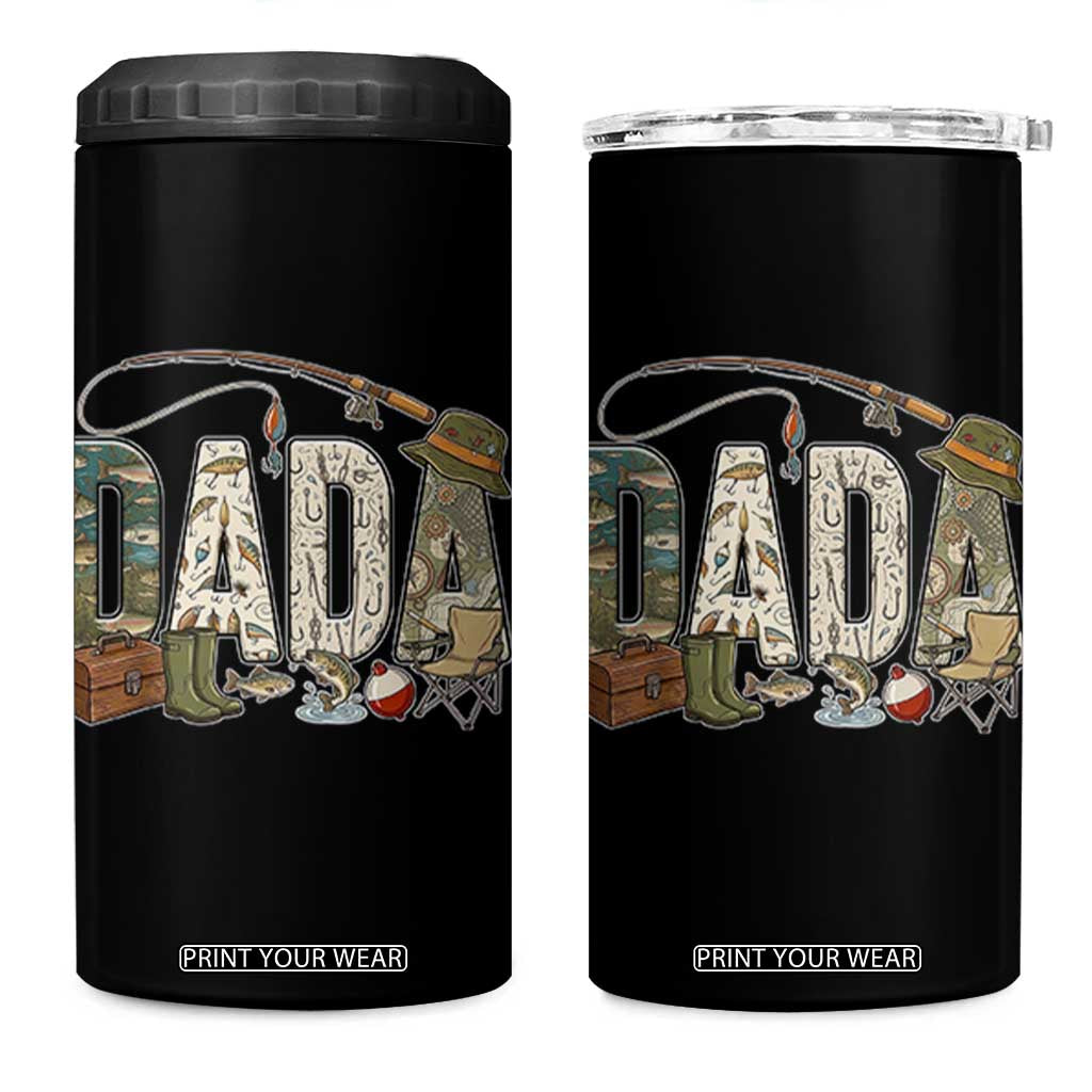 Best Fishing Dada Retro Vintage Outdoorsman 4 in 1 Can Cooler Tumbler Bass Angler Dad Fisherman Fathers Day Gift for Men