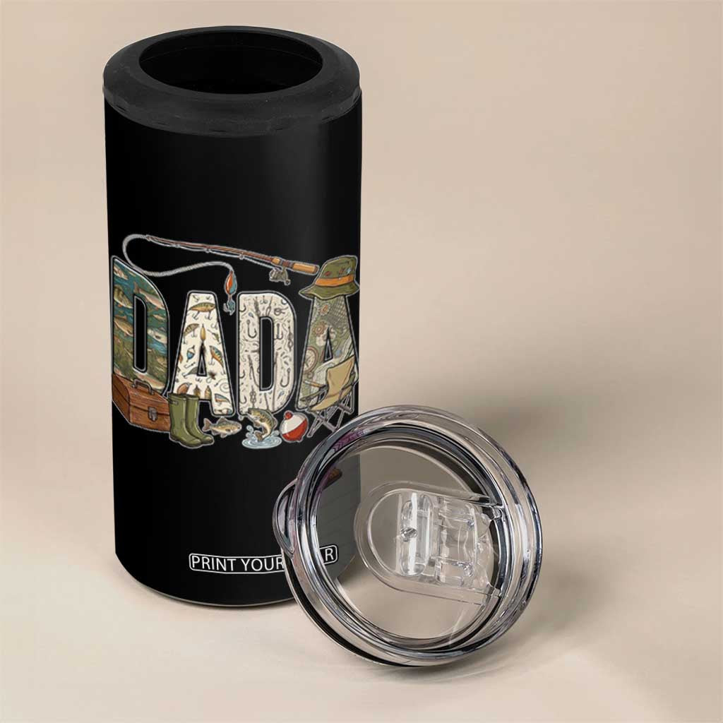 Best Fishing Dada Retro Vintage Outdoorsman 4 in 1 Can Cooler Tumbler Bass Angler Dad Fisherman Fathers Day Gift for Men