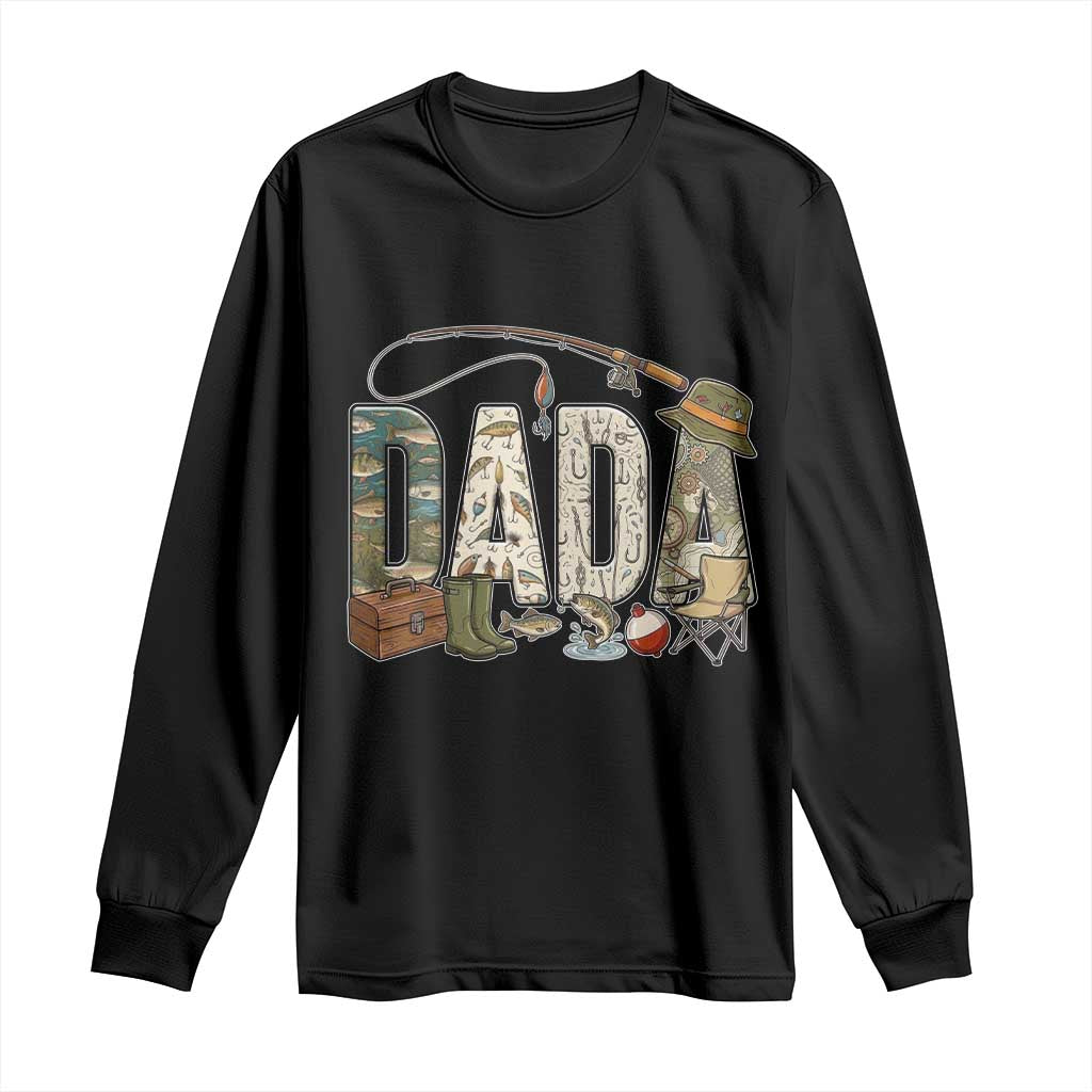 Best Fishing Dada Retro Vintage Outdoorsman Long Sleeve Shirt Bass Angler Dad Fisherman Fathers Day Gift for Men