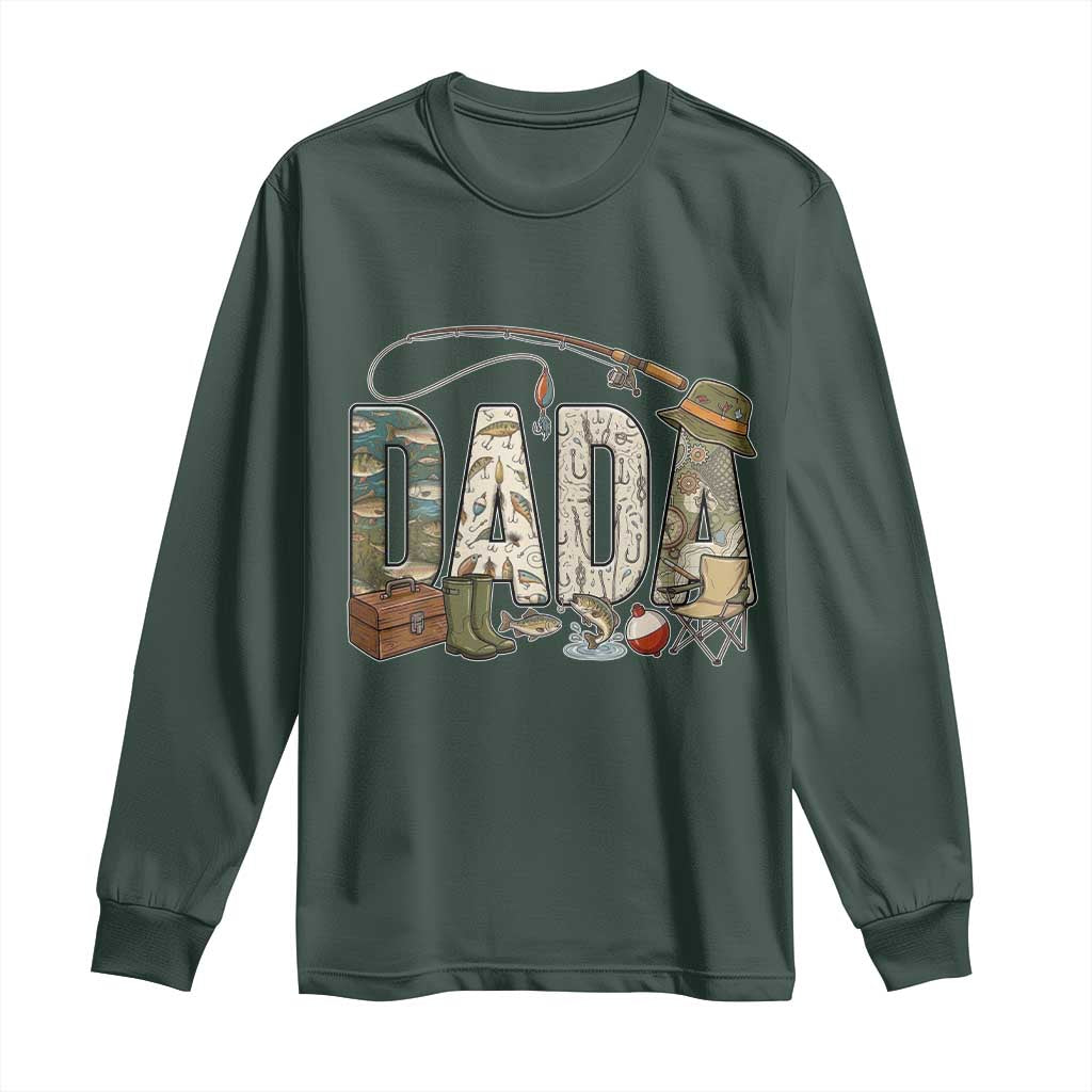 Best Fishing Dada Retro Vintage Outdoorsman Long Sleeve Shirt Bass Angler Dad Fisherman Fathers Day Gift for Men
