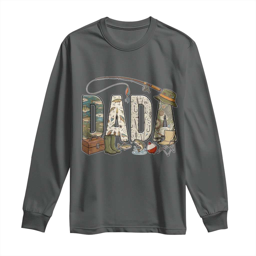 Best Fishing Dada Retro Vintage Outdoorsman Long Sleeve Shirt Bass Angler Dad Fisherman Fathers Day Gift for Men