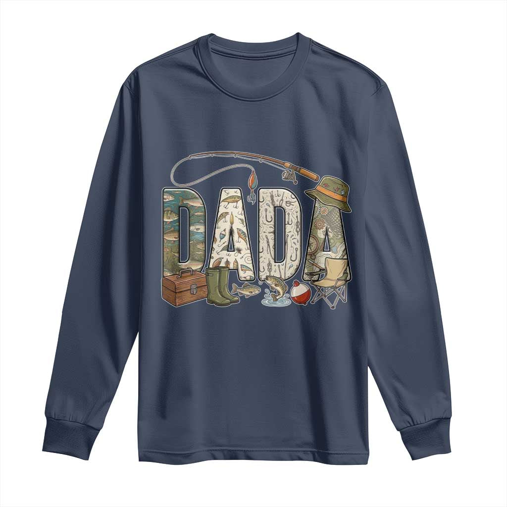 Best Fishing Dada Retro Vintage Outdoorsman Long Sleeve Shirt Bass Angler Dad Fisherman Fathers Day Gift for Men