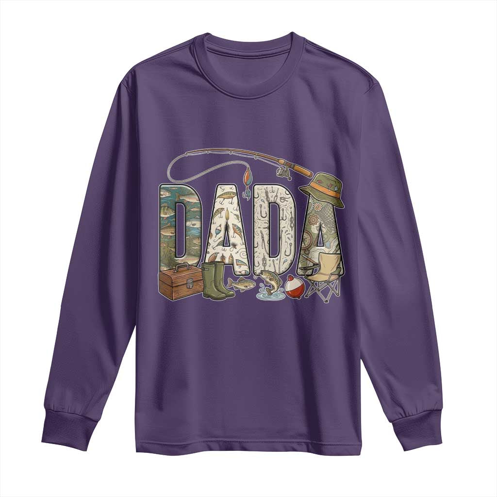 Best Fishing Dada Retro Vintage Outdoorsman Long Sleeve Shirt Bass Angler Dad Fisherman Fathers Day Gift for Men