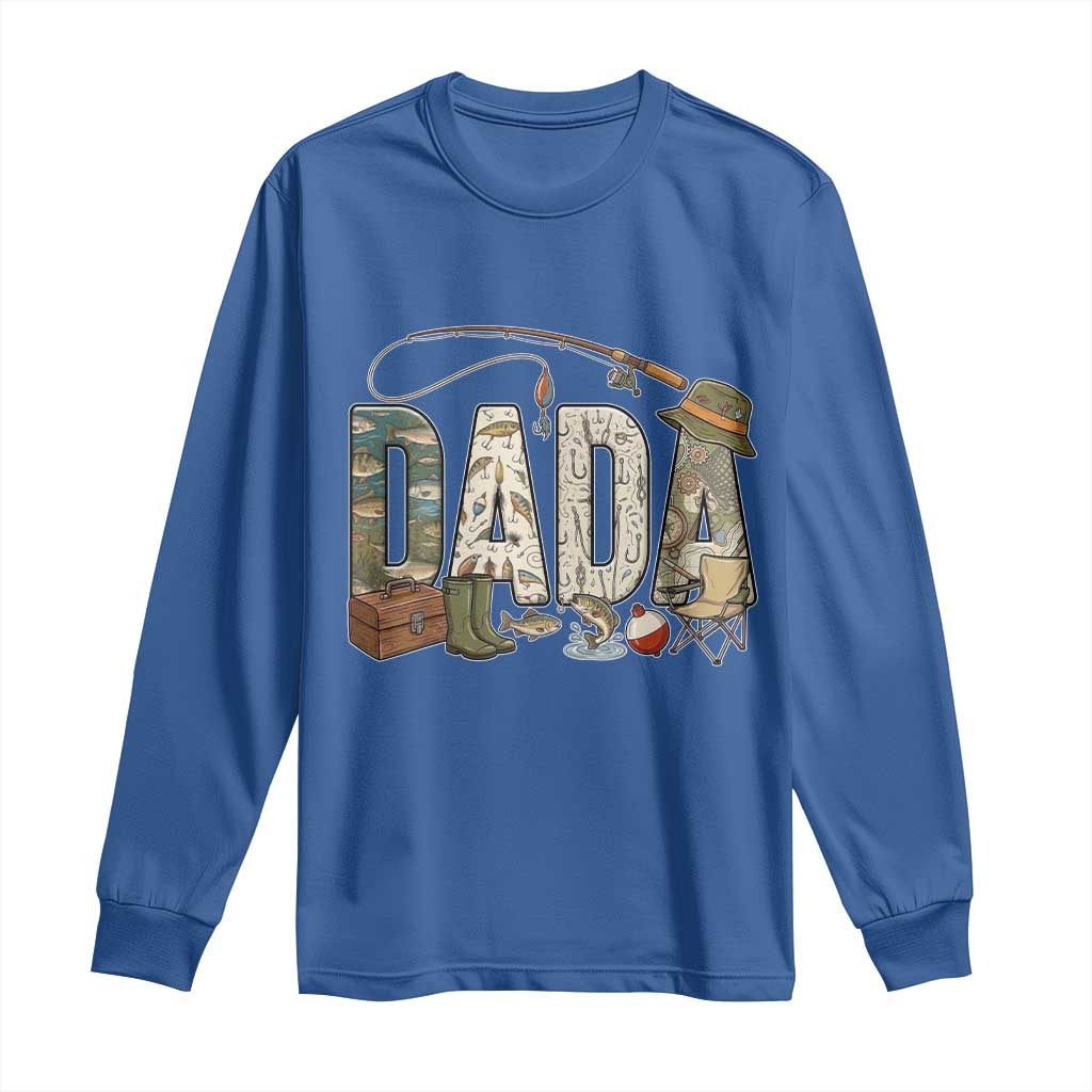 Best Fishing Dada Retro Vintage Outdoorsman Long Sleeve Shirt Bass Angler Dad Fisherman Fathers Day Gift for Men
