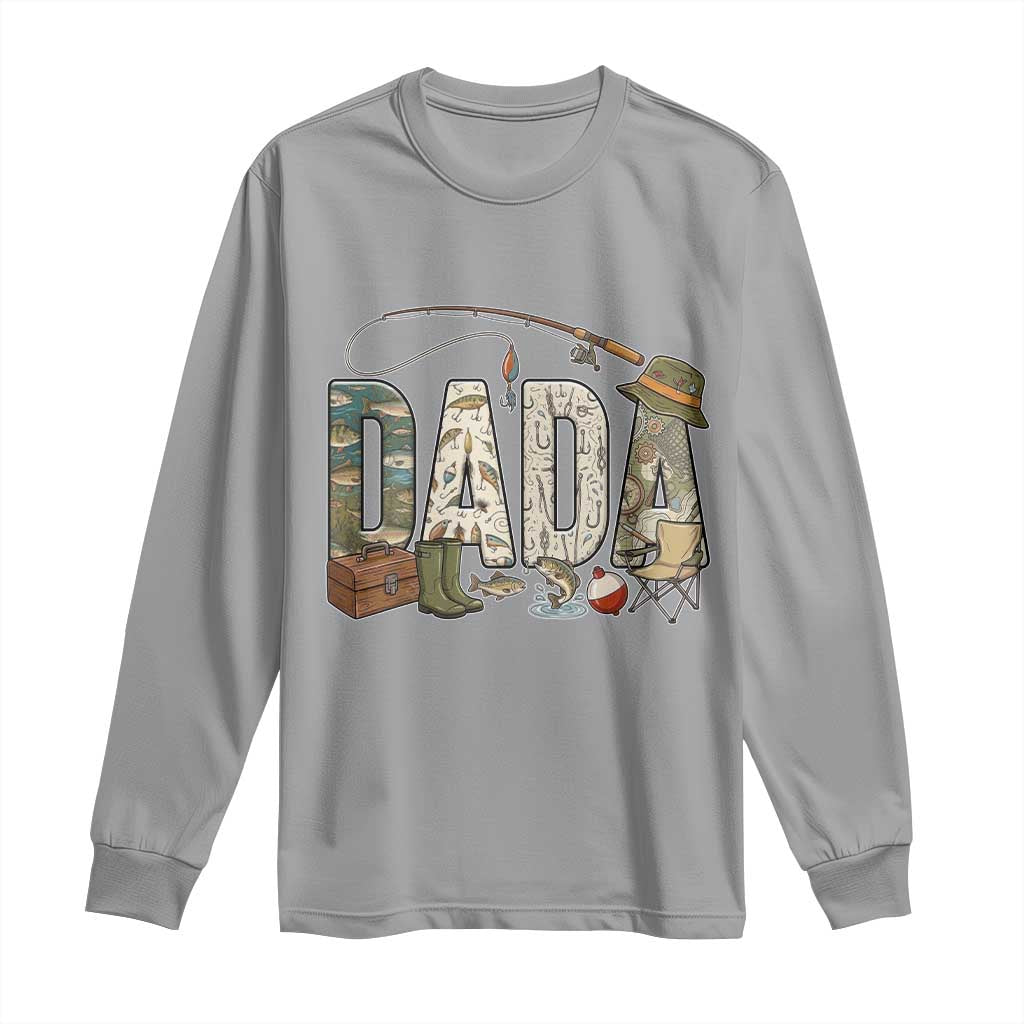 Best Fishing Dada Retro Vintage Outdoorsman Long Sleeve Shirt Bass Angler Dad Fisherman Fathers Day Gift for Men