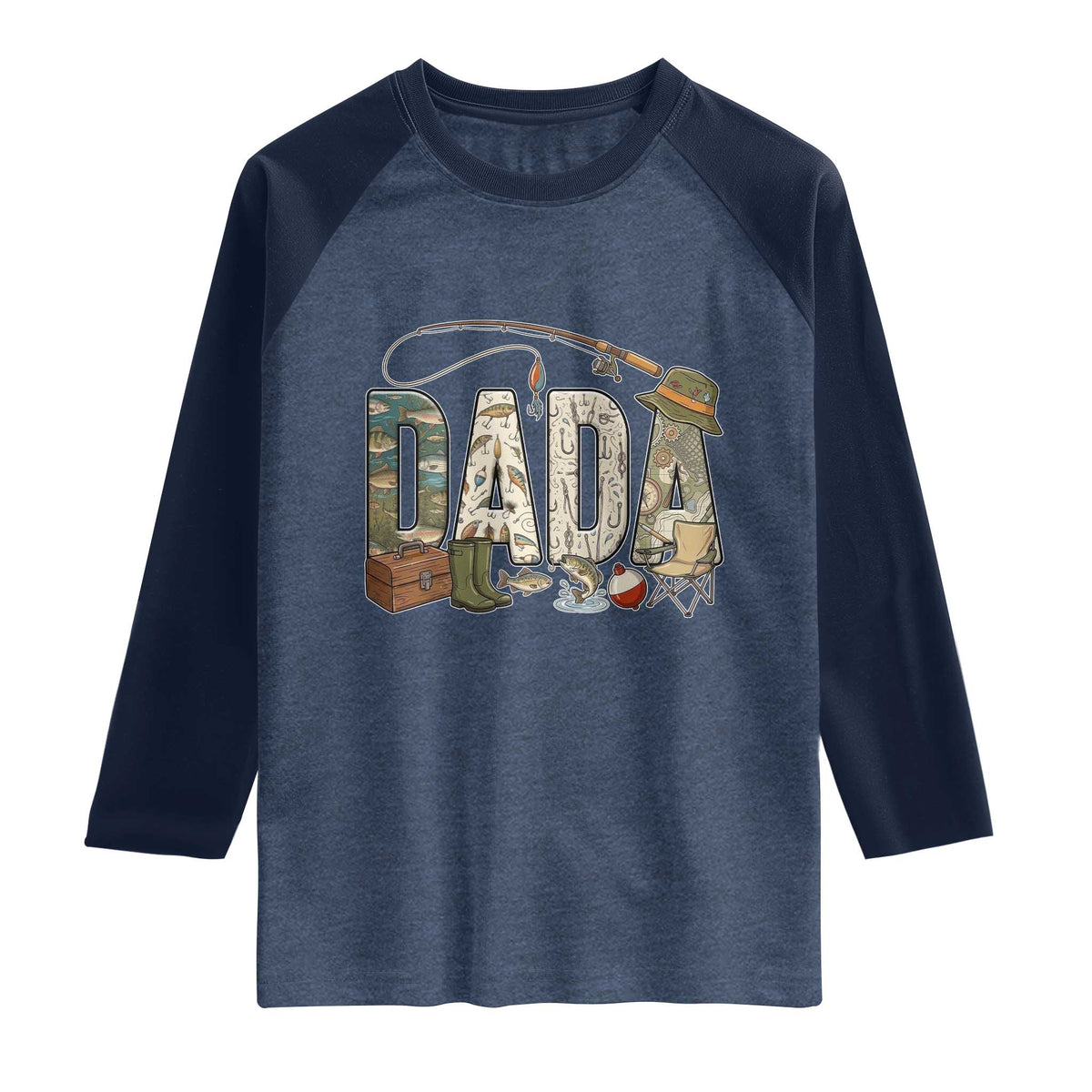 Best Fishing Dada Retro Vintage Outdoorsman Raglan Shirt Bass Angler Dad Fisherman Fathers Day Gift for Men