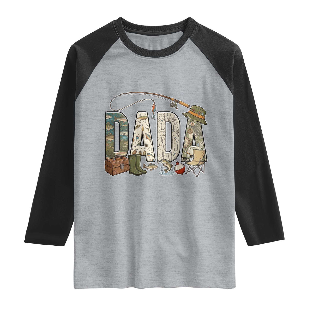 Best Fishing Dada Retro Vintage Outdoorsman Raglan Shirt Bass Angler Dad Fisherman Fathers Day Gift for Men