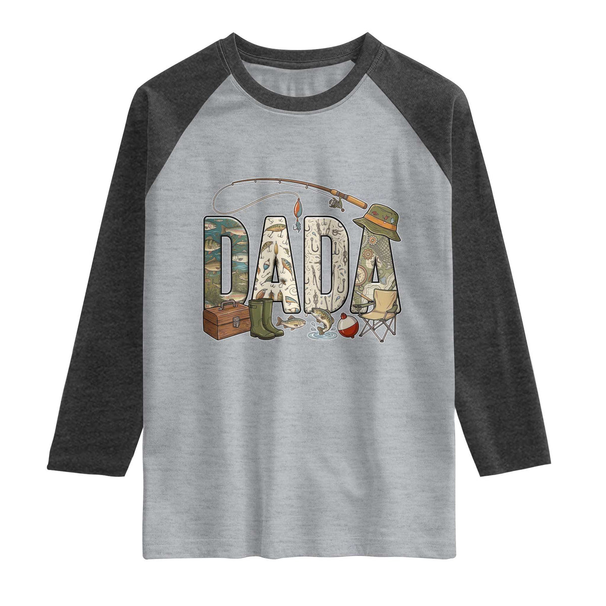 Best Fishing Dada Retro Vintage Outdoorsman Raglan Shirt Bass Angler Dad Fisherman Fathers Day Gift for Men