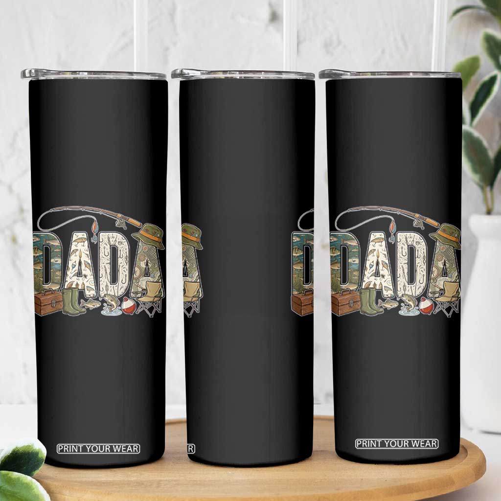 Best Fishing Dada Retro Vintage Outdoorsman Skinny Tumbler Bass Angler Dad Fisherman Fathers Day Gift for Men