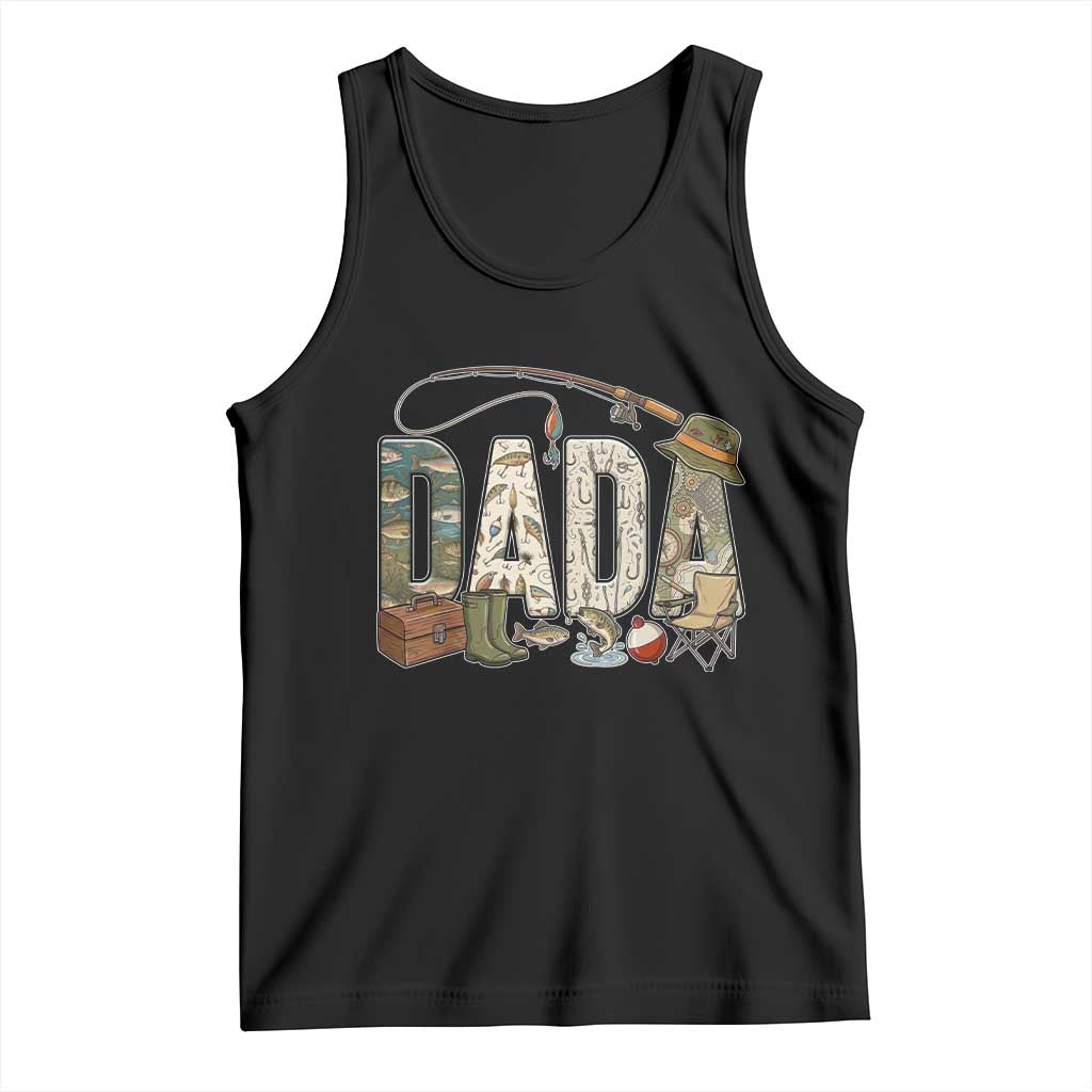 Best Fishing Dada Retro Vintage Outdoorsman Tank Top Bass Angler Dad Fisherman Fathers Day Gift for Men TS02 Black Print Your Wear