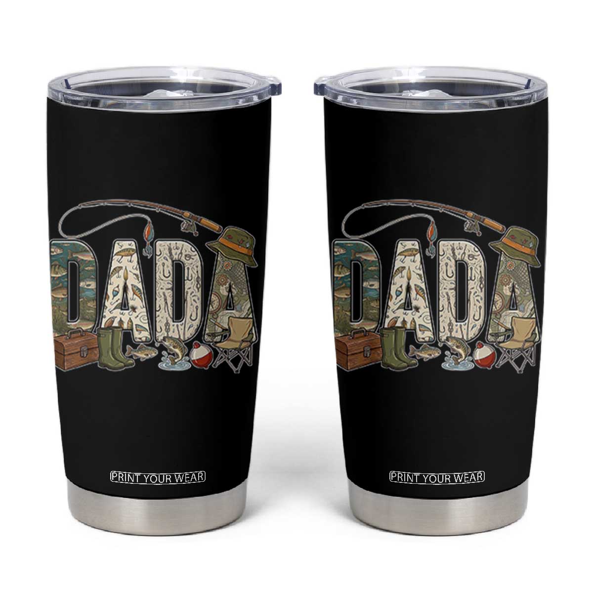 Best Fishing Dada Retro Vintage Outdoorsman Tumbler Cup Bass Angler Dad Fisherman Fathers Day Gift for Men