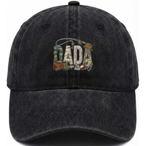 Best Fishing Dada Retro Vintage Outdoorsman Washed Cotton Baseball Cap Bass Angler Dad Fisherman Fathers Day Gift for Men