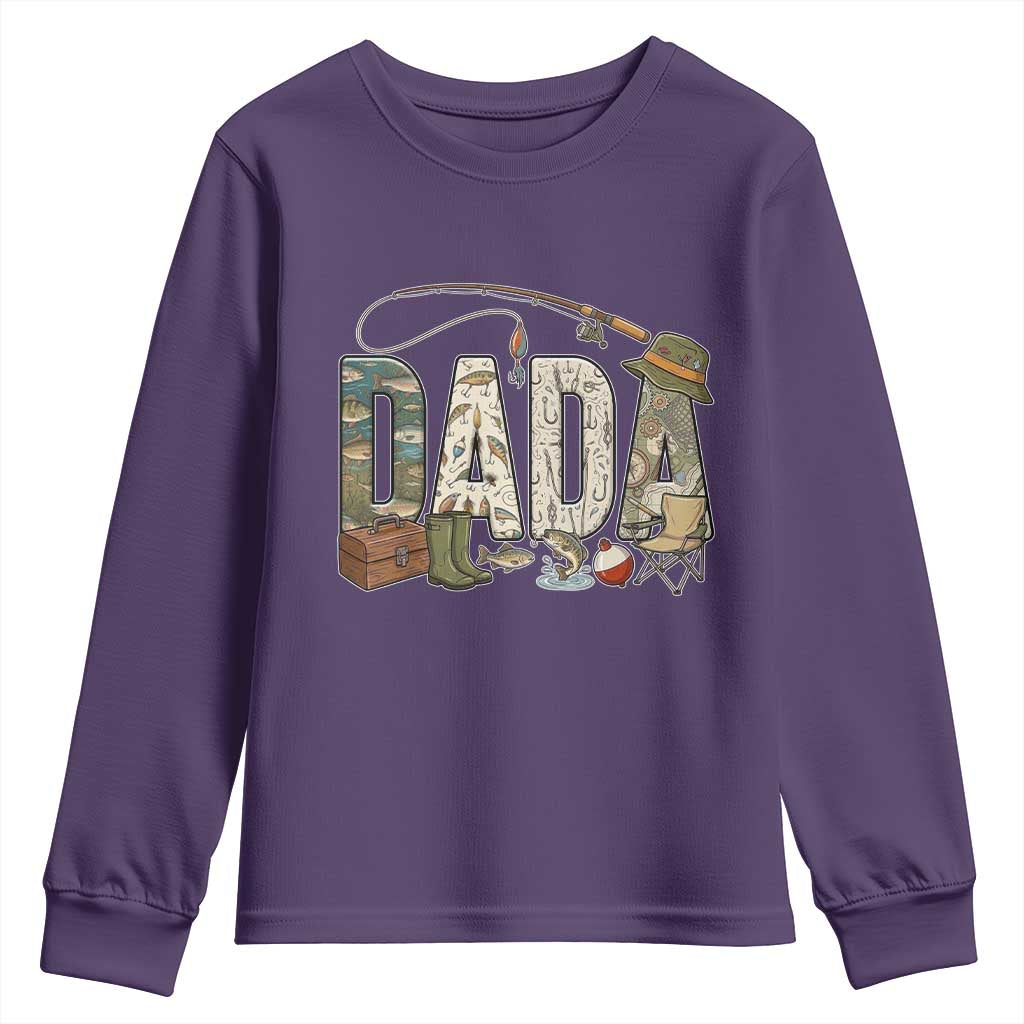 Best Fishing Dada Retro Vintage Outdoorsman Youth Sweatshirt Bass Angler Dad Fisherman Fathers Day Gift for Men