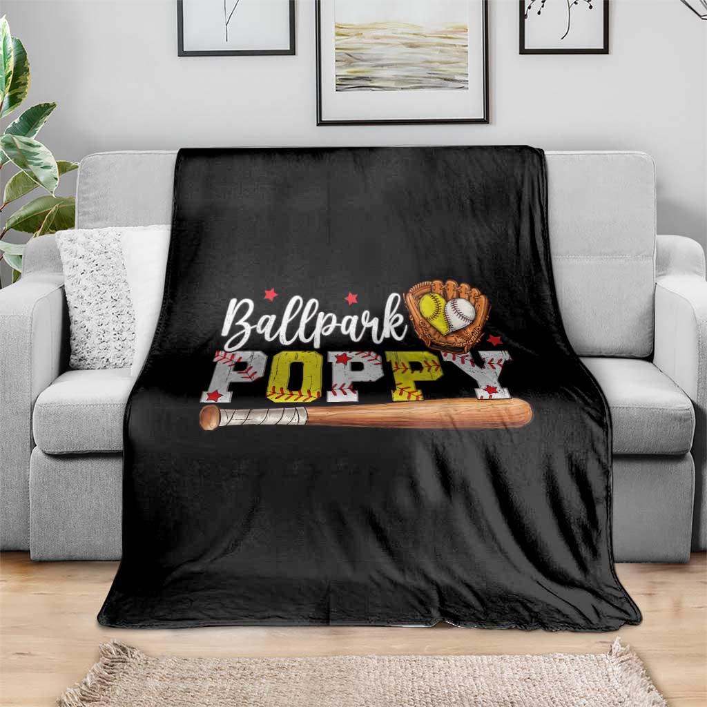 Ballpark Poppy Baseball and Softball Grandpa Throw Blanket Sports Grandfather Game Day Birthday Gifts