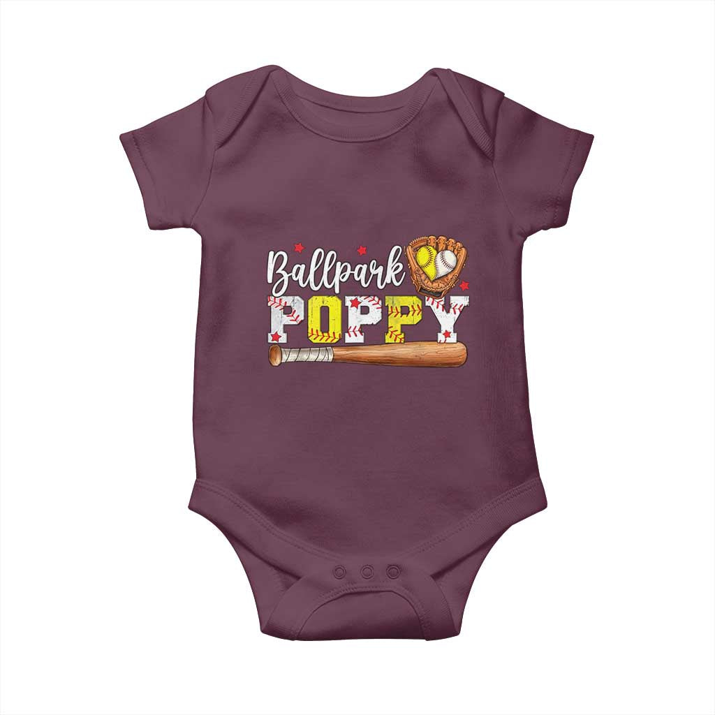 Ballpark Poppy Baseball and Softball Grandpa Baby Onesie Sports Grandfather Game Day Birthday Gifts
