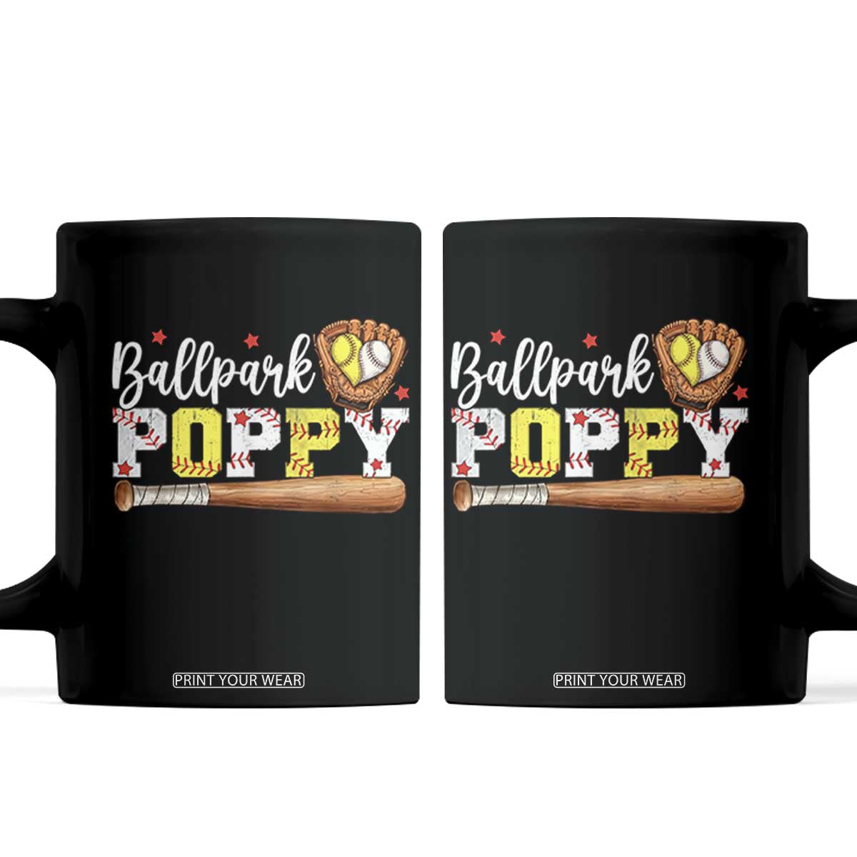Ballpark Poppy Baseball and Softball Grandpa Coffee Mug Sports Grandfather Game Day Birthday Gifts
