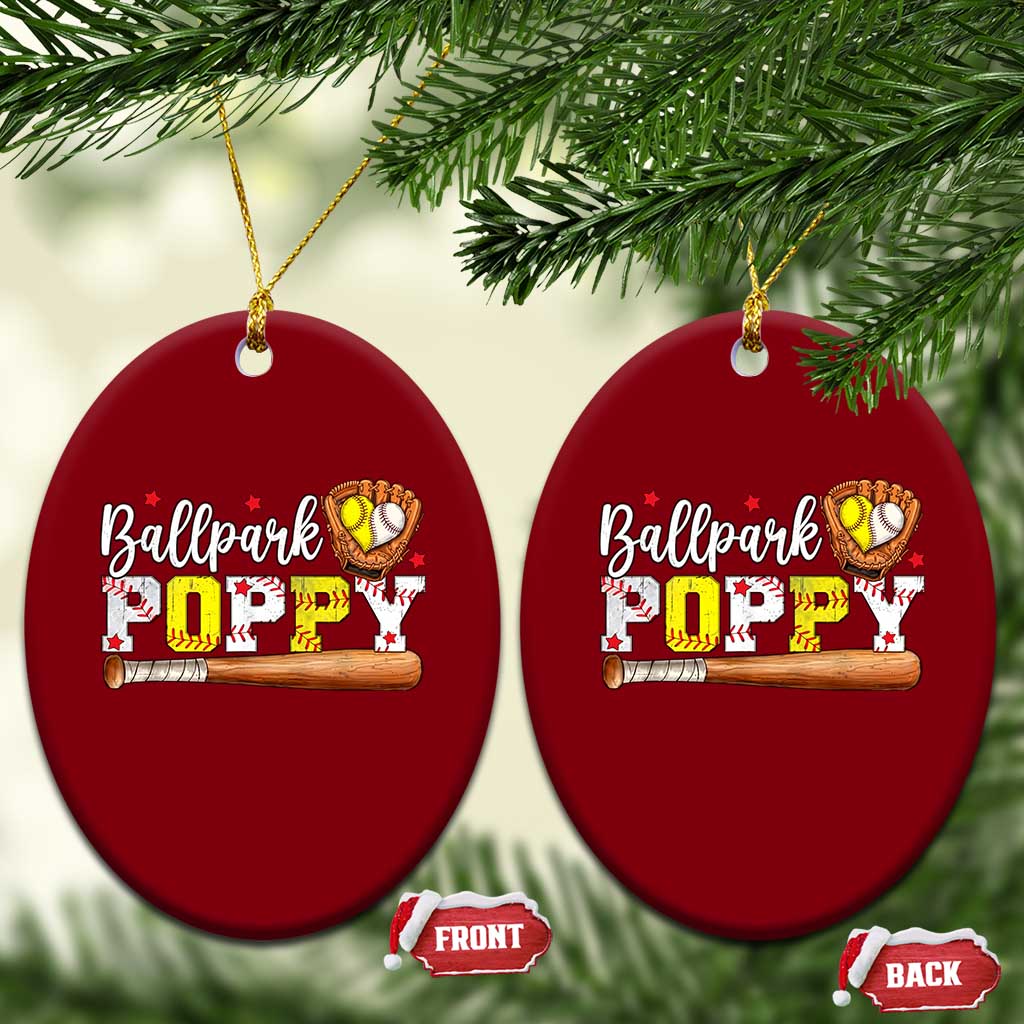 Ballpark Poppy Baseball and Softball Grandpa Ceramic Ornament Sports Grandfather Game Day Birthday Gifts