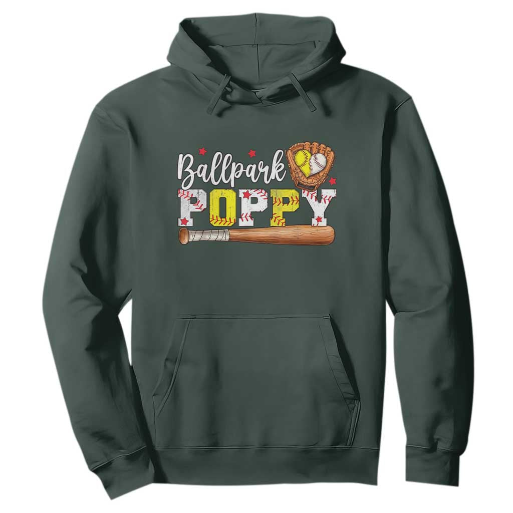 Ballpark Poppy Baseball and Softball Grandpa Hoodie Sports Grandfather Game Day Birthday Gifts