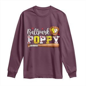 Ballpark Poppy Baseball and Softball Grandpa Long Sleeve Shirt Sports Grandfather Game Day Birthday Gifts