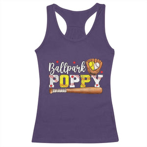 Ballpark Poppy Baseball and Softball Grandpa Racerback Tank Top Sports Grandfather Game Day Birthday Gifts
