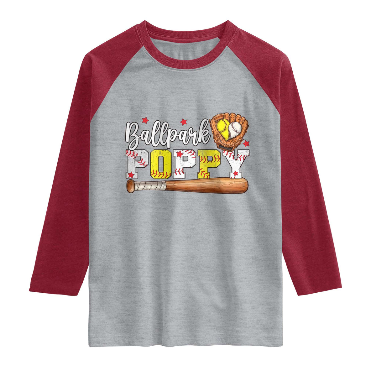 Ballpark Poppy Baseball and Softball Grandpa Raglan Shirt Sports Grandfather Game Day Birthday Gifts