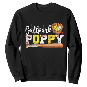 Ballpark Poppy Baseball and Softball Grandpa Sweatshirt Sports Grandfather Game Day Birthday Gifts