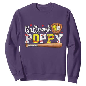 Ballpark Poppy Baseball and Softball Grandpa Sweatshirt Sports Grandfather Game Day Birthday Gifts