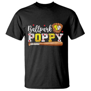 Ballpark Poppy Baseball and Softball Grandpa T Shirt Sports Grandfather Game Day Birthday Gifts