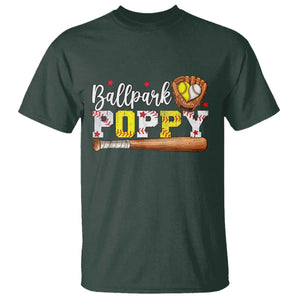 Ballpark Poppy Baseball and Softball Grandpa T Shirt Sports Grandfather Game Day Birthday Gifts