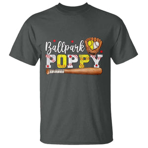 Ballpark Poppy Baseball and Softball Grandpa T Shirt Sports Grandfather Game Day Birthday Gifts
