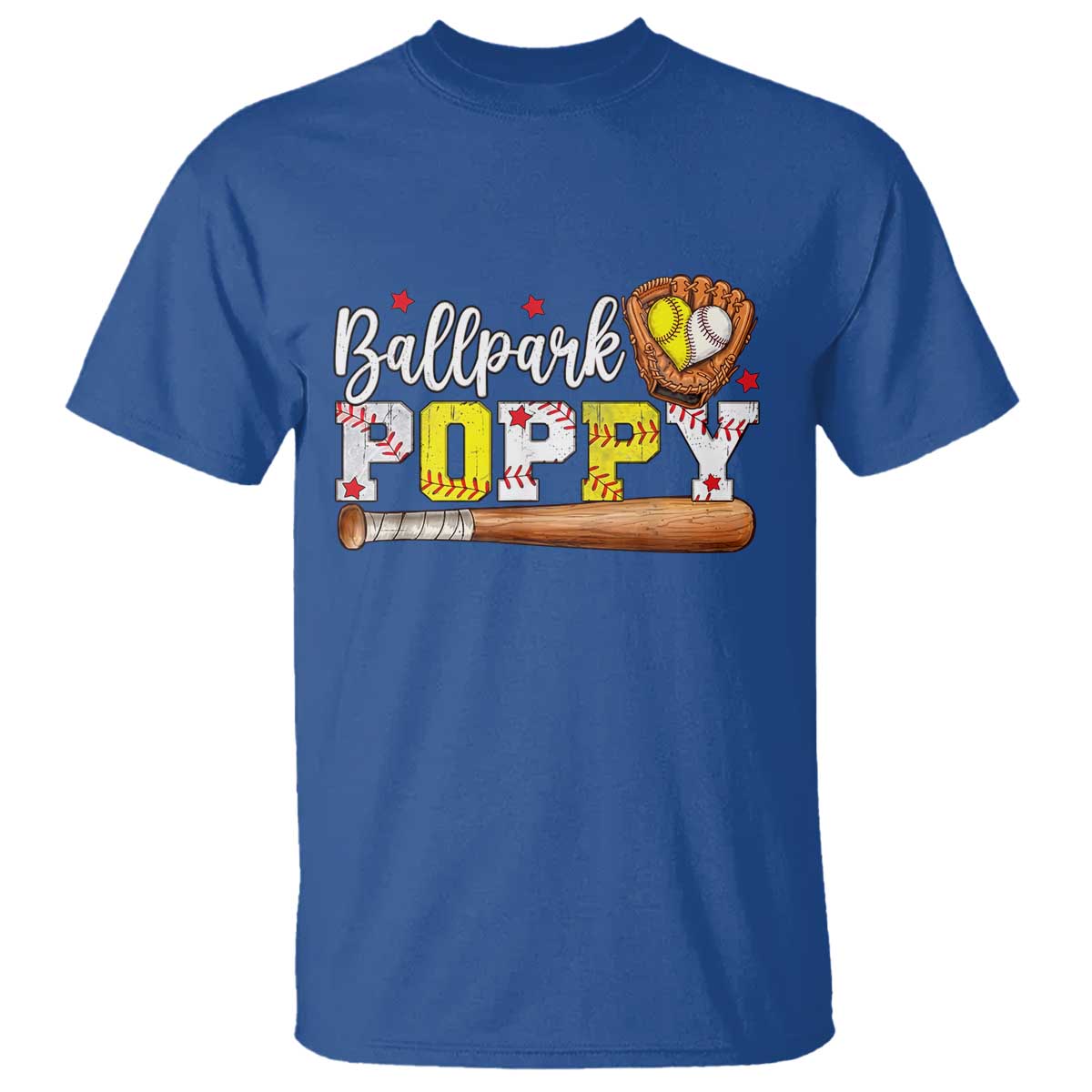 Ballpark Poppy Baseball and Softball Grandpa T Shirt Sports Grandfather Game Day Birthday Gifts