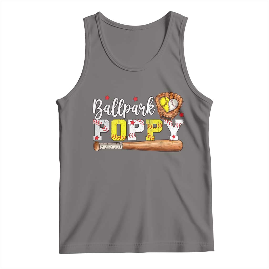 Ballpark Poppy Baseball and Softball Grandpa Tank Top Sports Grandfather Game Day Birthday Gifts