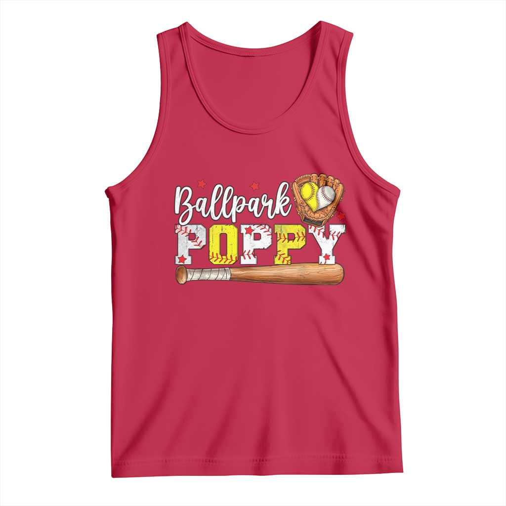 Ballpark Poppy Baseball and Softball Grandpa Tank Top Sports Grandfather Game Day Birthday Gifts