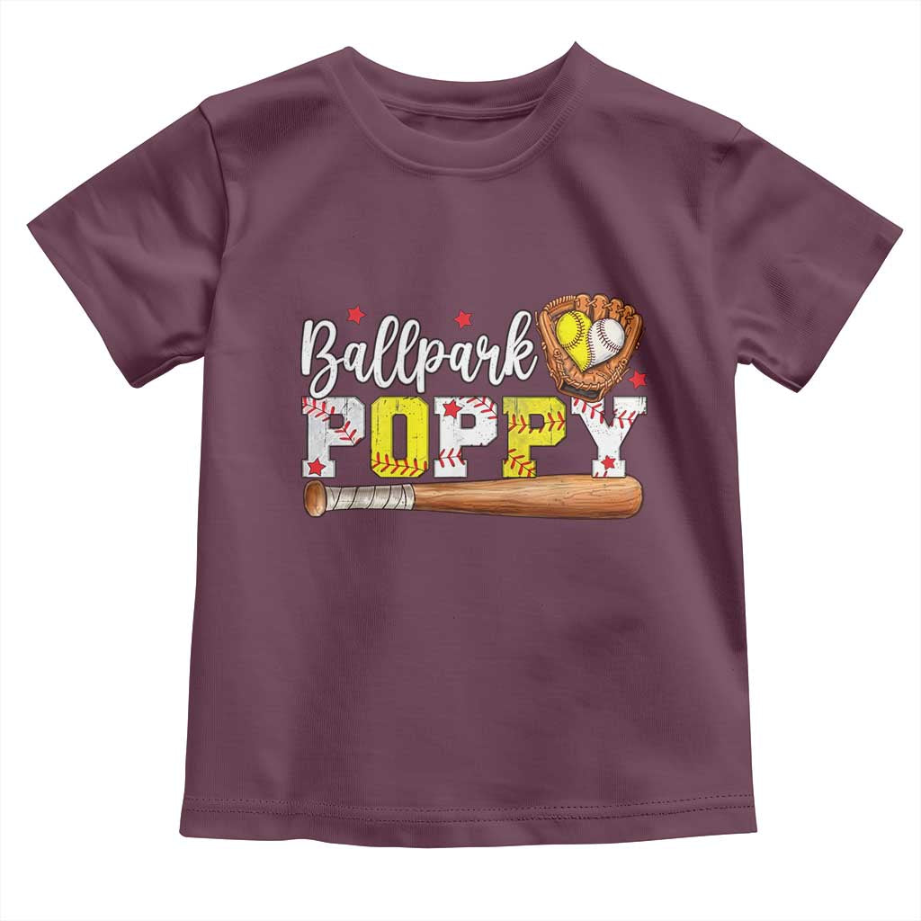 Ballpark Poppy Baseball and Softball Grandpa Toddler T Shirt Sports Grandfather Game Day Birthday Gifts
