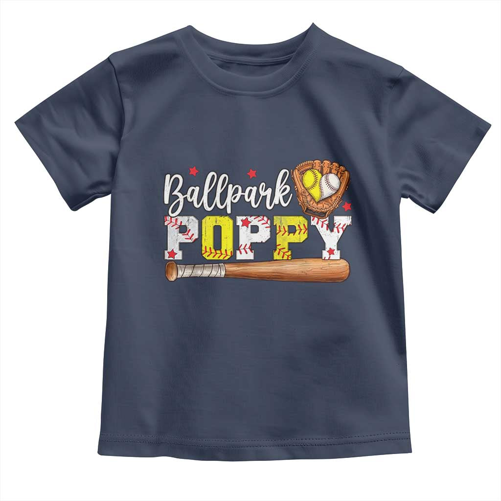 Ballpark Poppy Baseball and Softball Grandpa Toddler T Shirt Sports Grandfather Game Day Birthday Gifts