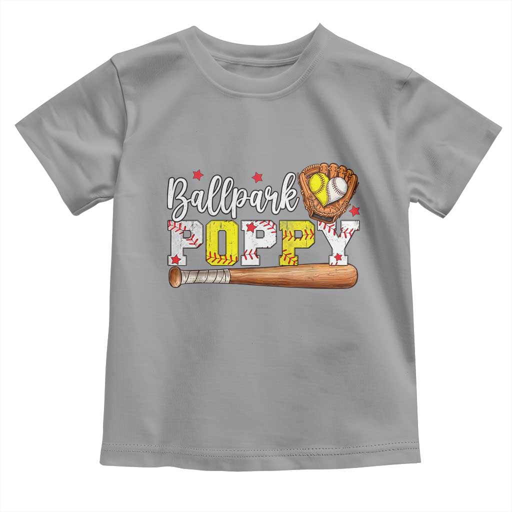 Ballpark Poppy Baseball and Softball Grandpa Toddler T Shirt Sports Grandfather Game Day Birthday Gifts
