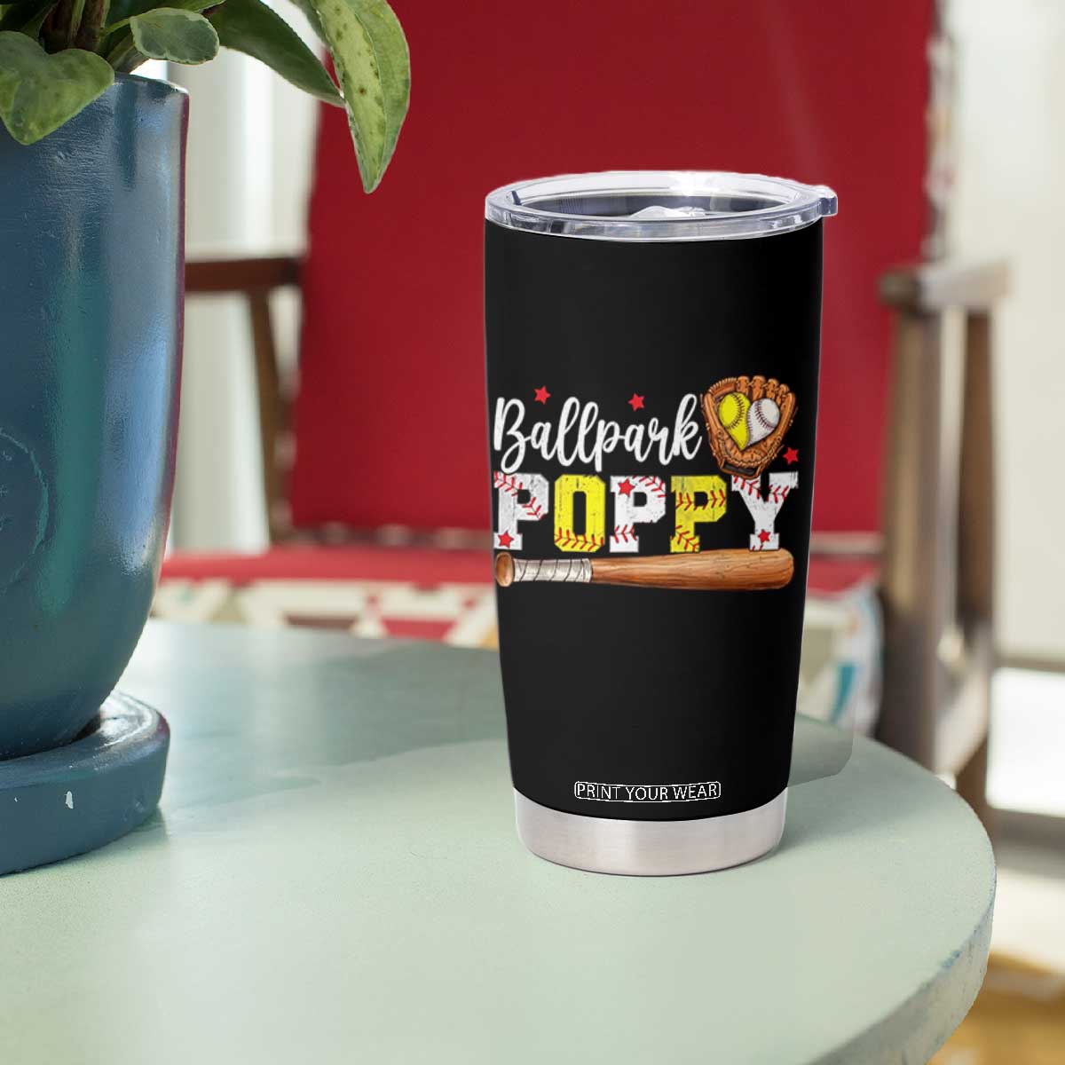 Ballpark Poppy Baseball and Softball Grandpa Tumbler Cup Sports Grandfather Game Day Birthday Gifts