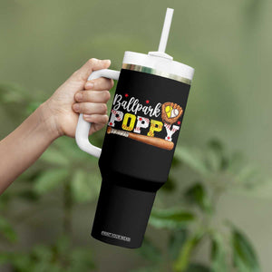 Ballpark Poppy Baseball and Softball Grandpa Tumbler With Handle Sports Grandfather Game Day Birthday Gifts