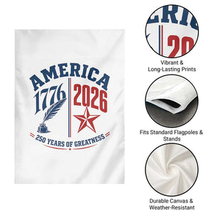 America 250 Years of Greatness Patriotic Garden Flag Vintage 1776 to 2026 Quill and Star Semiquincentennial TS02 Print Your Wear