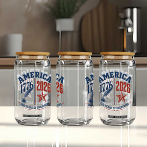 America 250 Years of Greatness Patriotic Glass Can Vintage 1776 to 2026 Quill and Star Semiquincentennial TS02 Print Your Wear