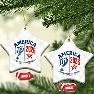 America 250 Years of Greatness Patriotic Ceramic Ornament Vintage 1776 to 2026 Quill and Star Semiquincentennial TS02 Print Your Wear