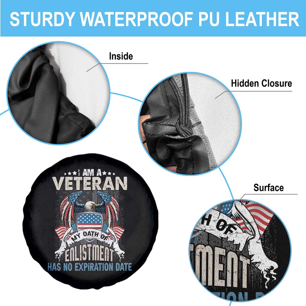 Veteran Spare Tire Cover My Oath Of Enlistment Has No Expiration Date American Bald Eagle US Flag TS02 Print Your Wear