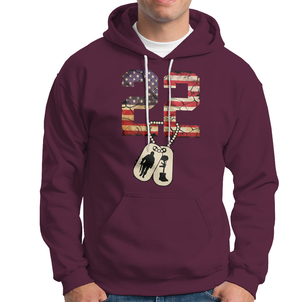 Veteran PTSD Hoodie 22 Every Day American Flag Dog Tags Suicide Awareness TS02 Printyourwear