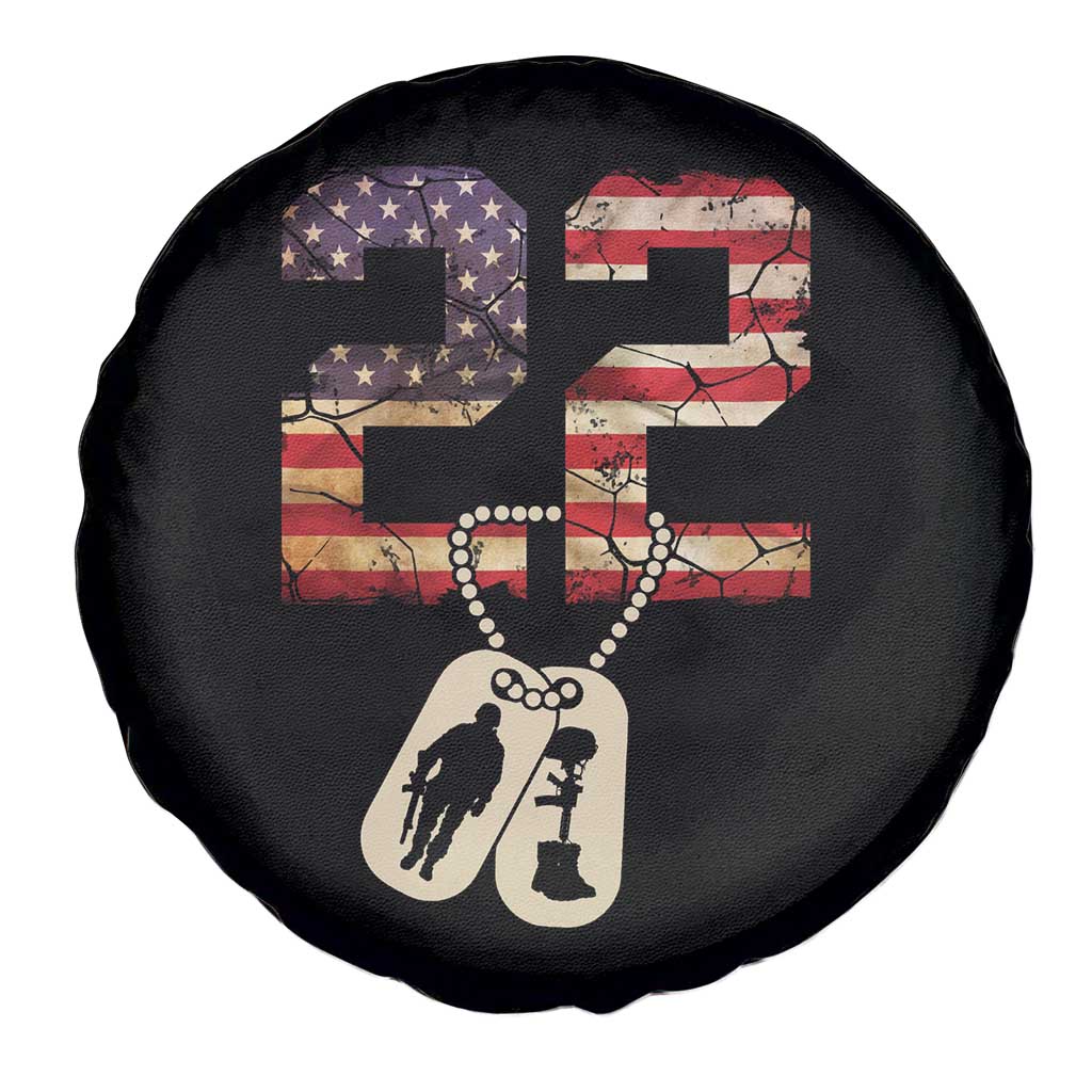 Veteran PTSD Spare Tire Cover 22 Every Day American Flag Dog Tags Suicide Awareness TS02 Print Your Wear