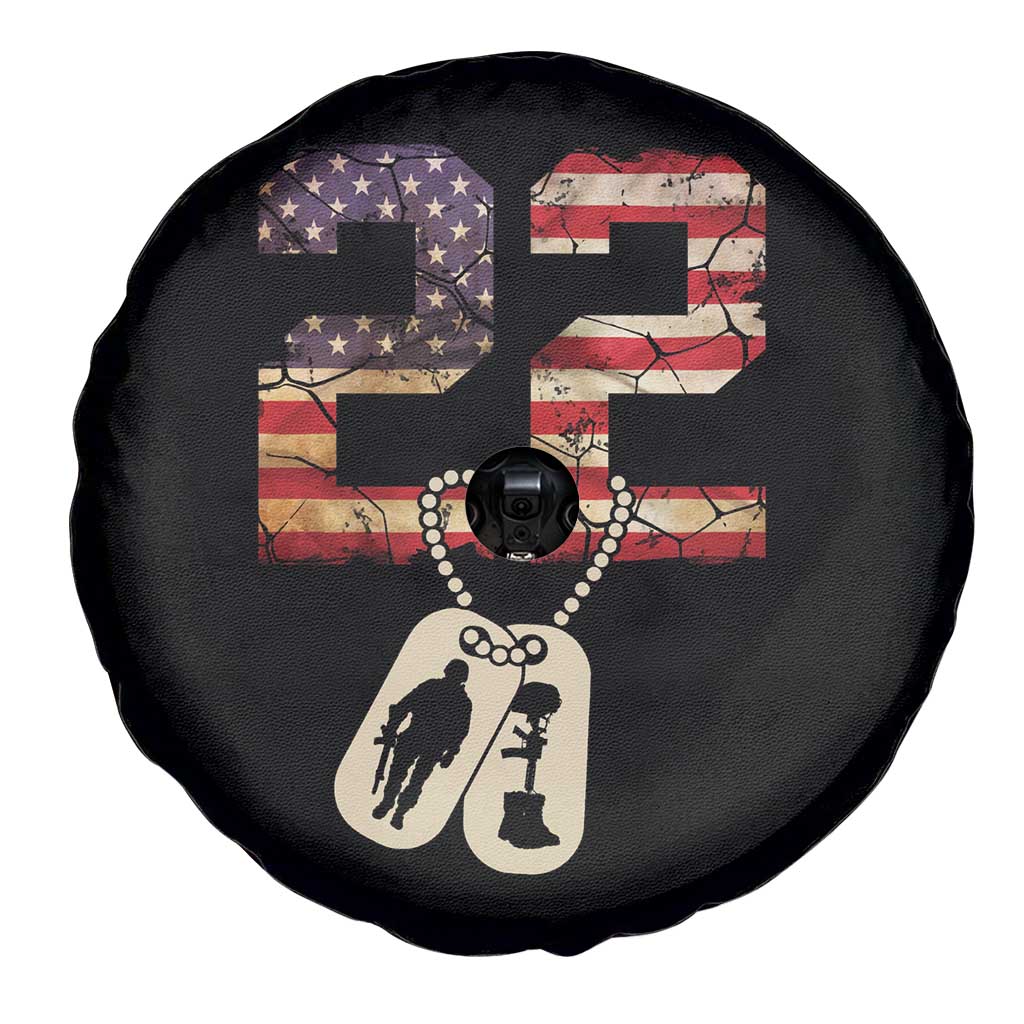 Veteran PTSD Spare Tire Cover 22 Every Day American Flag Dog Tags Suicide Awareness TS02 Print Your Wear