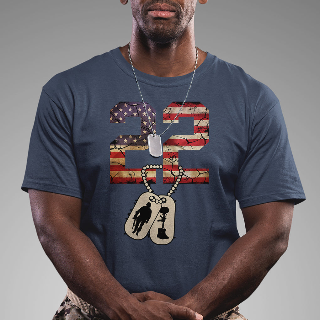 Veteran PTSD T Shirt 22 Every Day American Flag Dog Tags Suicide Awareness TS02 Printyourwear