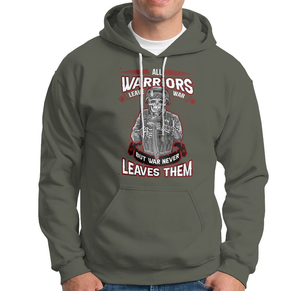 Veteran PTSD Hoodie All Warriors Leave War But War Never Leaves Them Skeleton Soldier TS02 Printyourwear