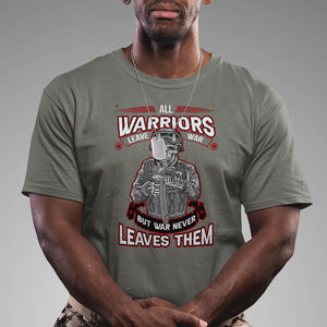Veteran PTSD T Shirt - All Warriors Leave War But War Never Leaves Them Skeleton Soldier Tee TS02 Printyourwear