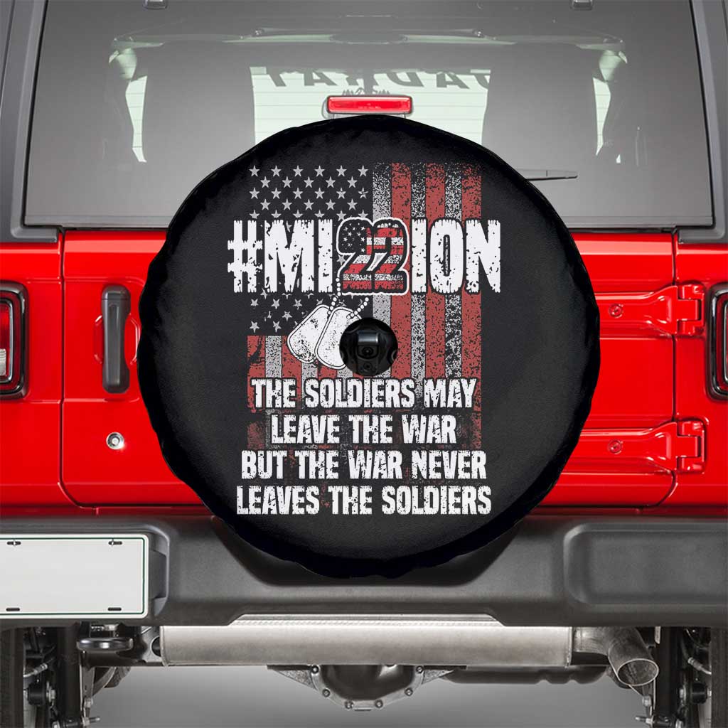 Veteran PTSD Spare Tire Cover Mission Save 22 Every Day American Flag Suicide Awareness TS02 Black Print Your Wear