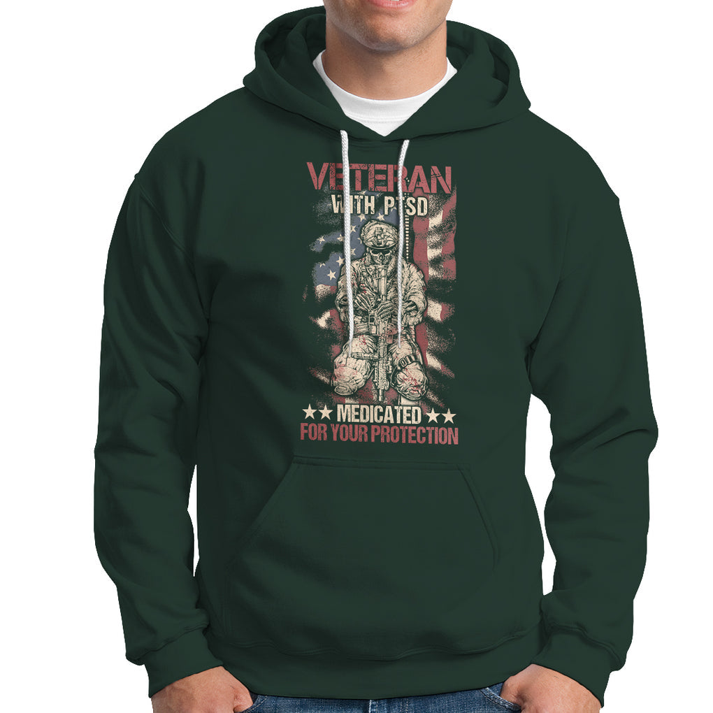 Veteran PTSD Hoodie Medicated For Your Protection American Flag Skeleton Soldier TS02 Printyourwear
